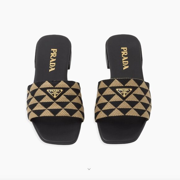 Prada Embroidered Fabric Slides - Picture 1 of 3